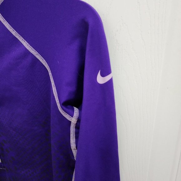 Nike Pro Women's Dri Fit Long Sleeve Fitted Half Zip Pullover Top Purple Size M - Picture 8 of 13